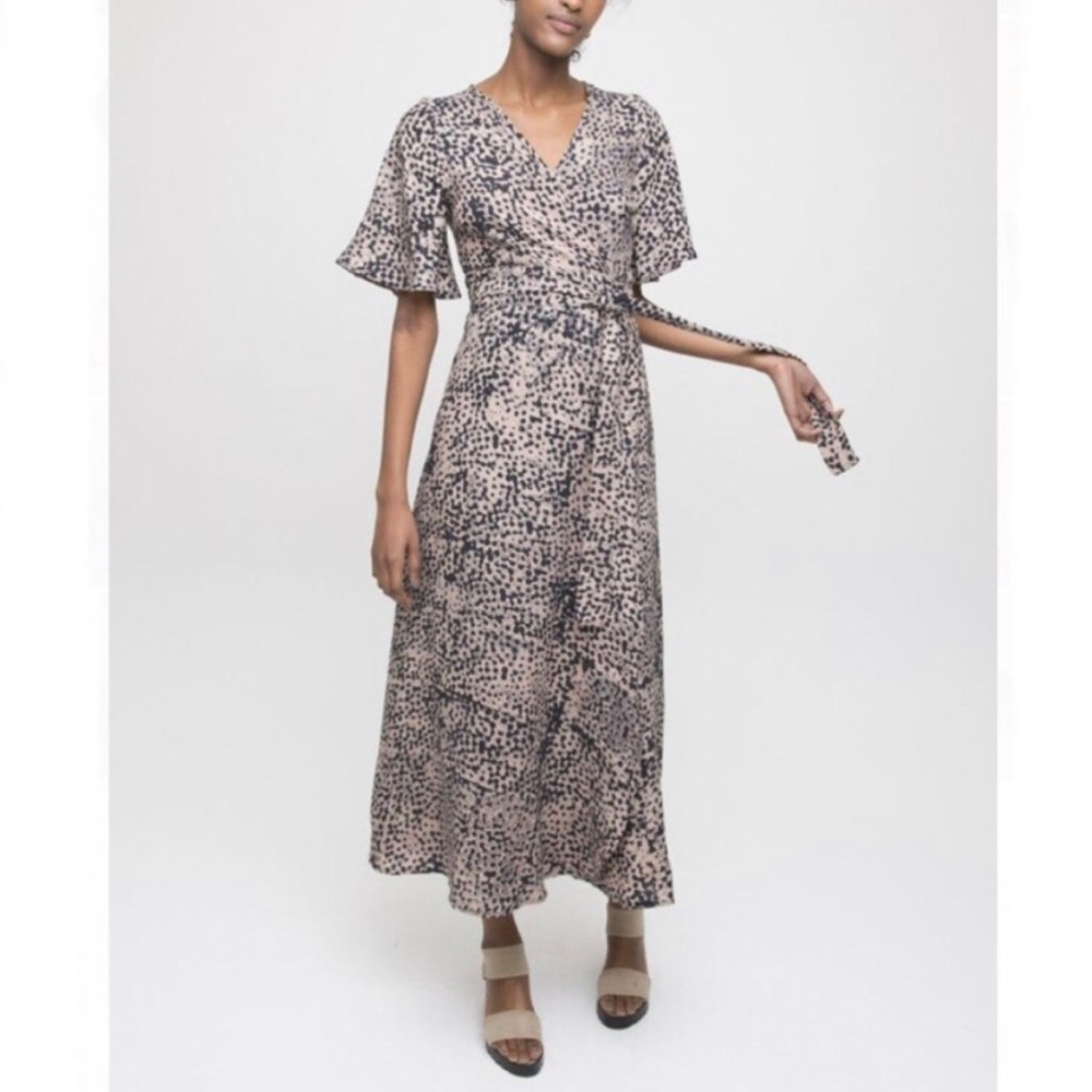 Osei-Duro Tulip Wrap Dress in Snakebite | slow fashion flutter sleeve batik